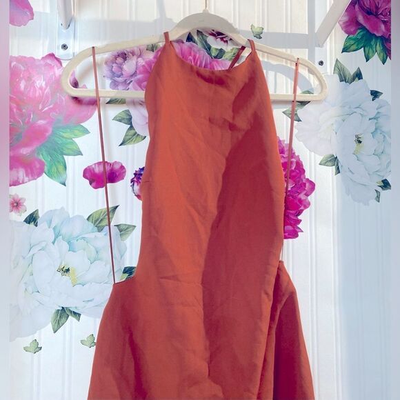 Bardot Elegant Rust Halter Dress‎ Sz L - Picture 3 of 8